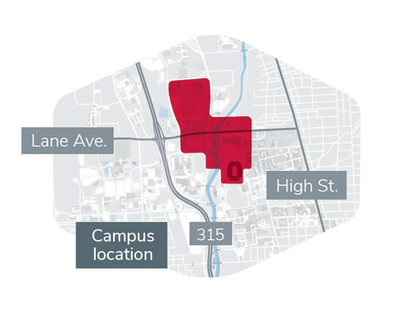 a simplified map shows the area described to the right.