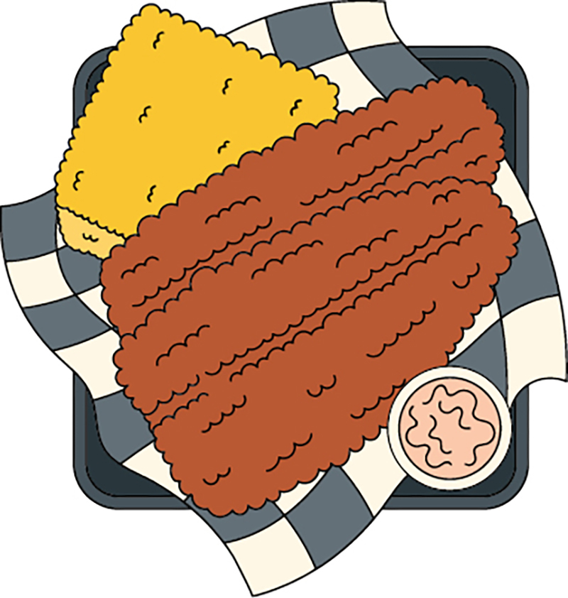 An illustration of fried fish