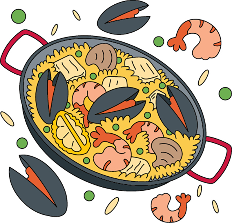 An illustrations of paella