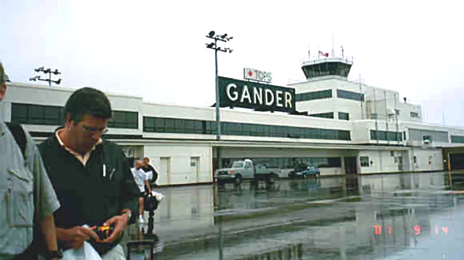 people walking on tarmac at Gander airport