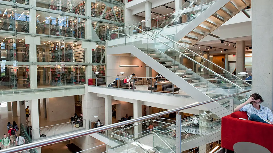 glass staircases of Thompson Library
