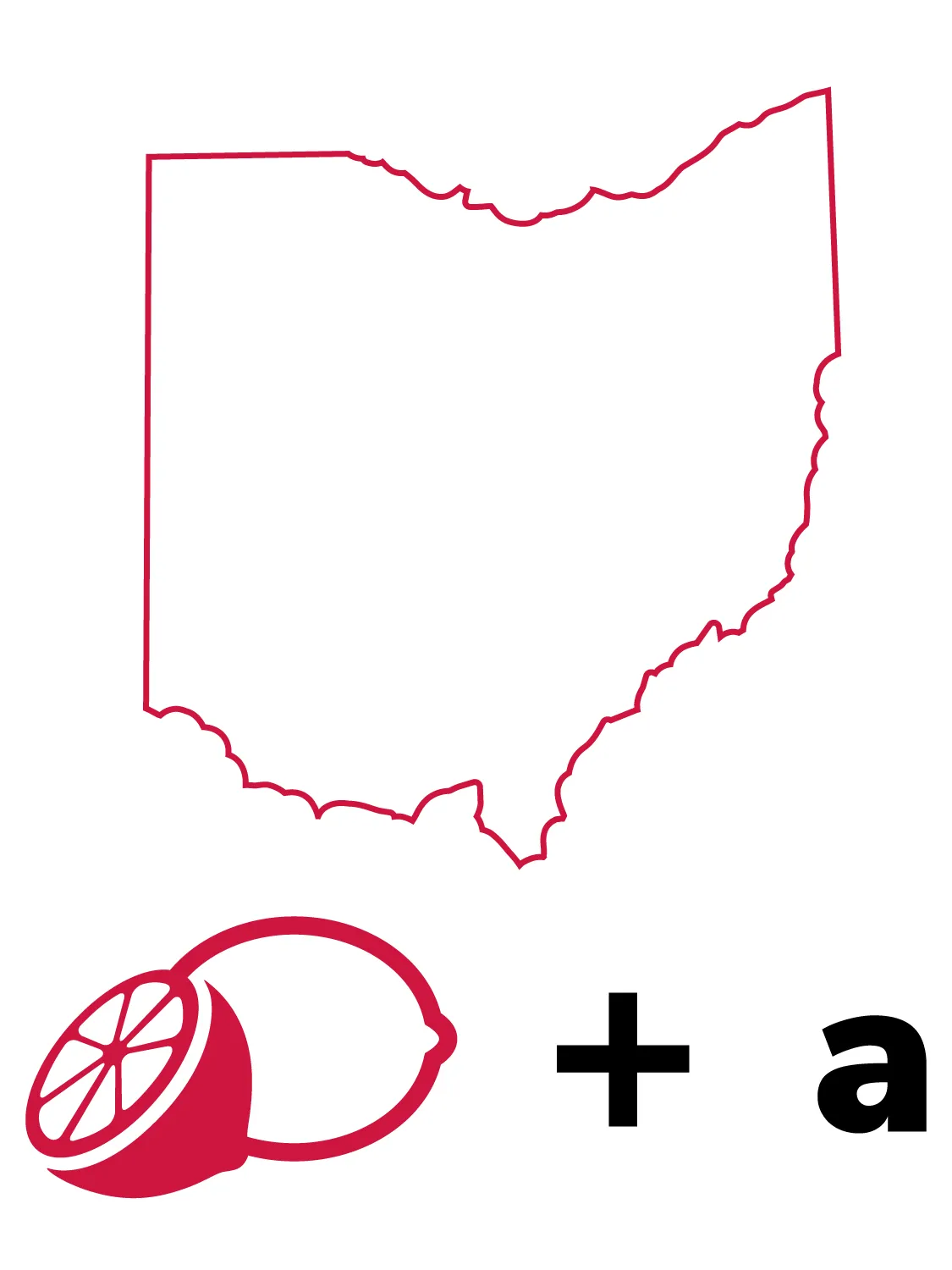 First line: The outline of the state of Ohio   Second line: limes, a plus sign, the letter A 