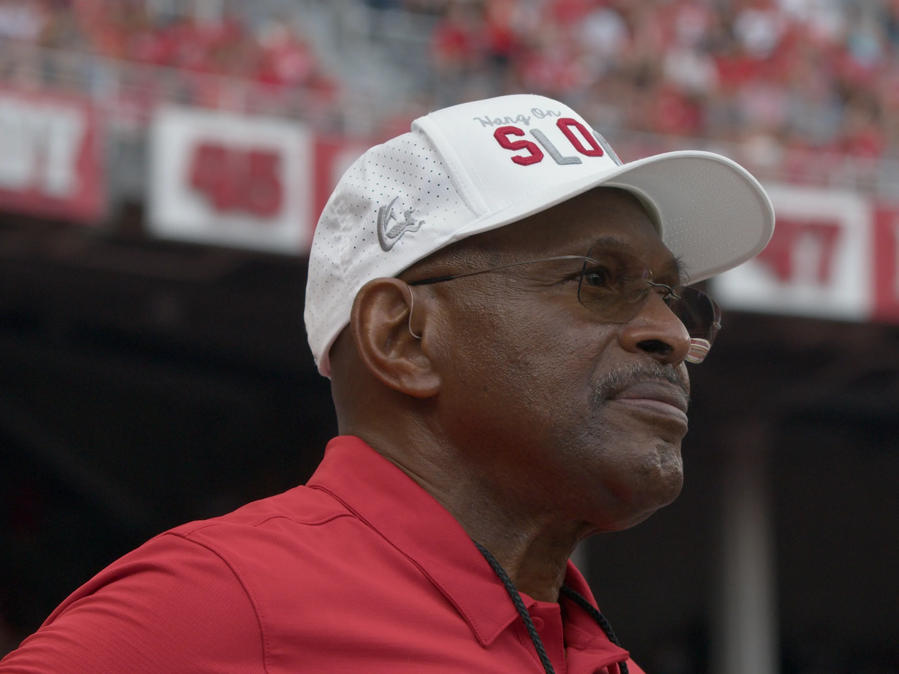 Archie Griffin looks forward while he's inside Ohio Stadium on the day he dotted the i