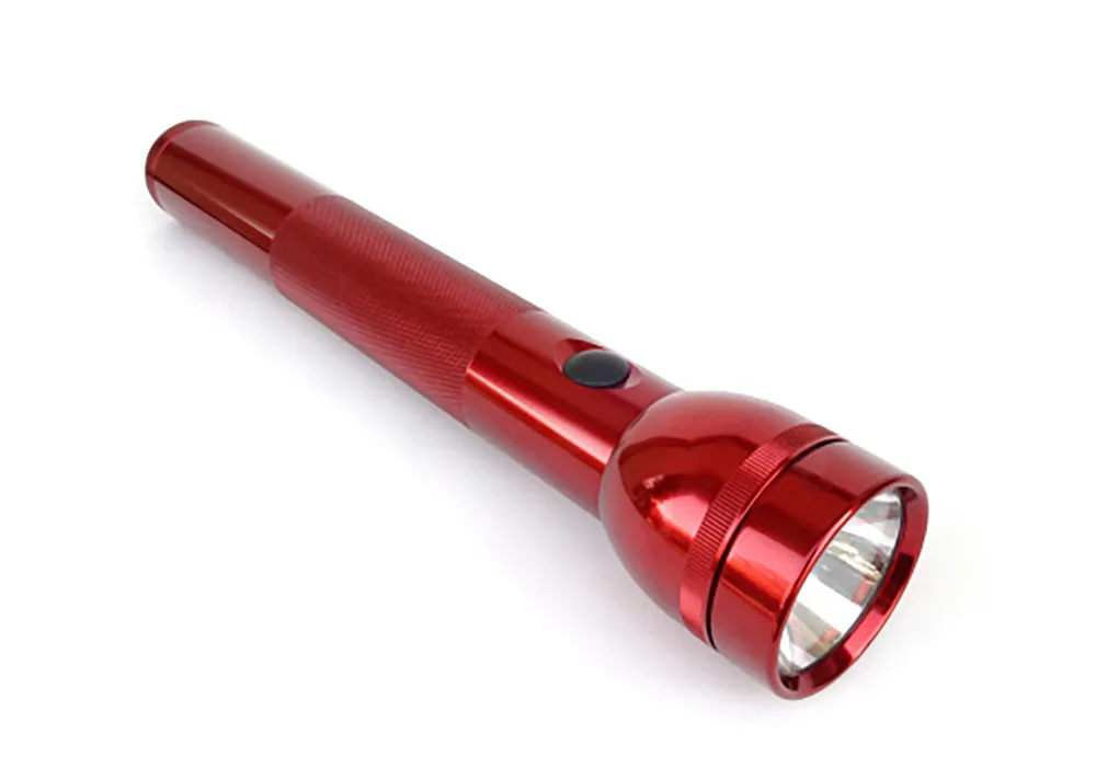 A shiny red flashlight